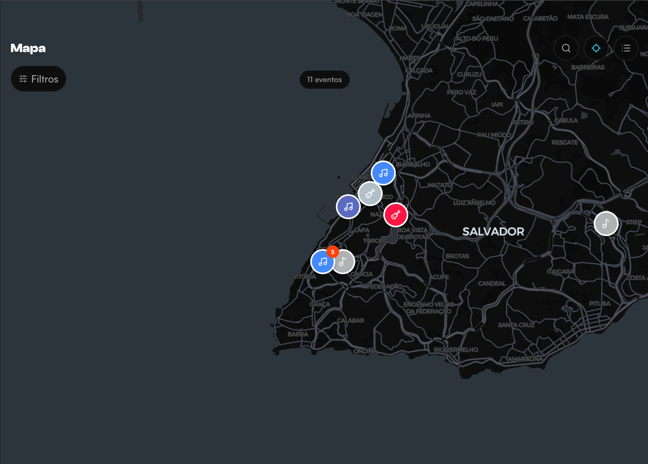 WIG — mapa de eventos em Salvador